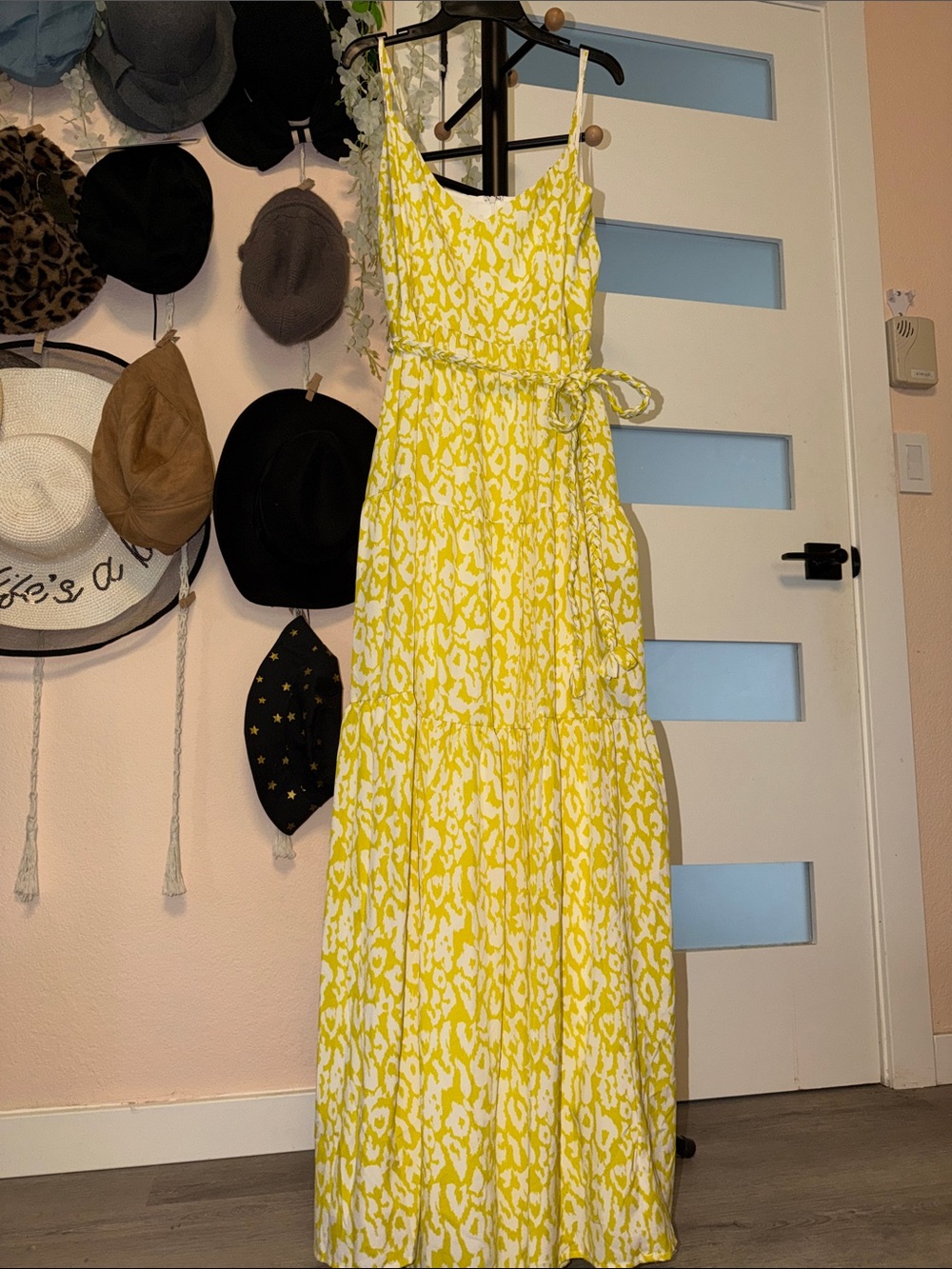 Lulu's Yellow Printed Maxi Dress with Tie Waist